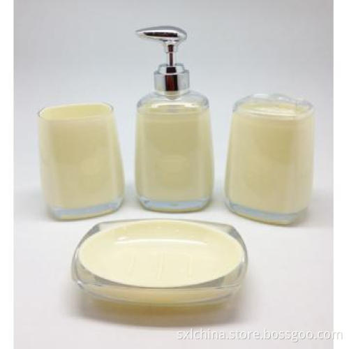 4pc Set Bath Accessories Tumbler Tooth Brush Holder Dispenser Soap Dis